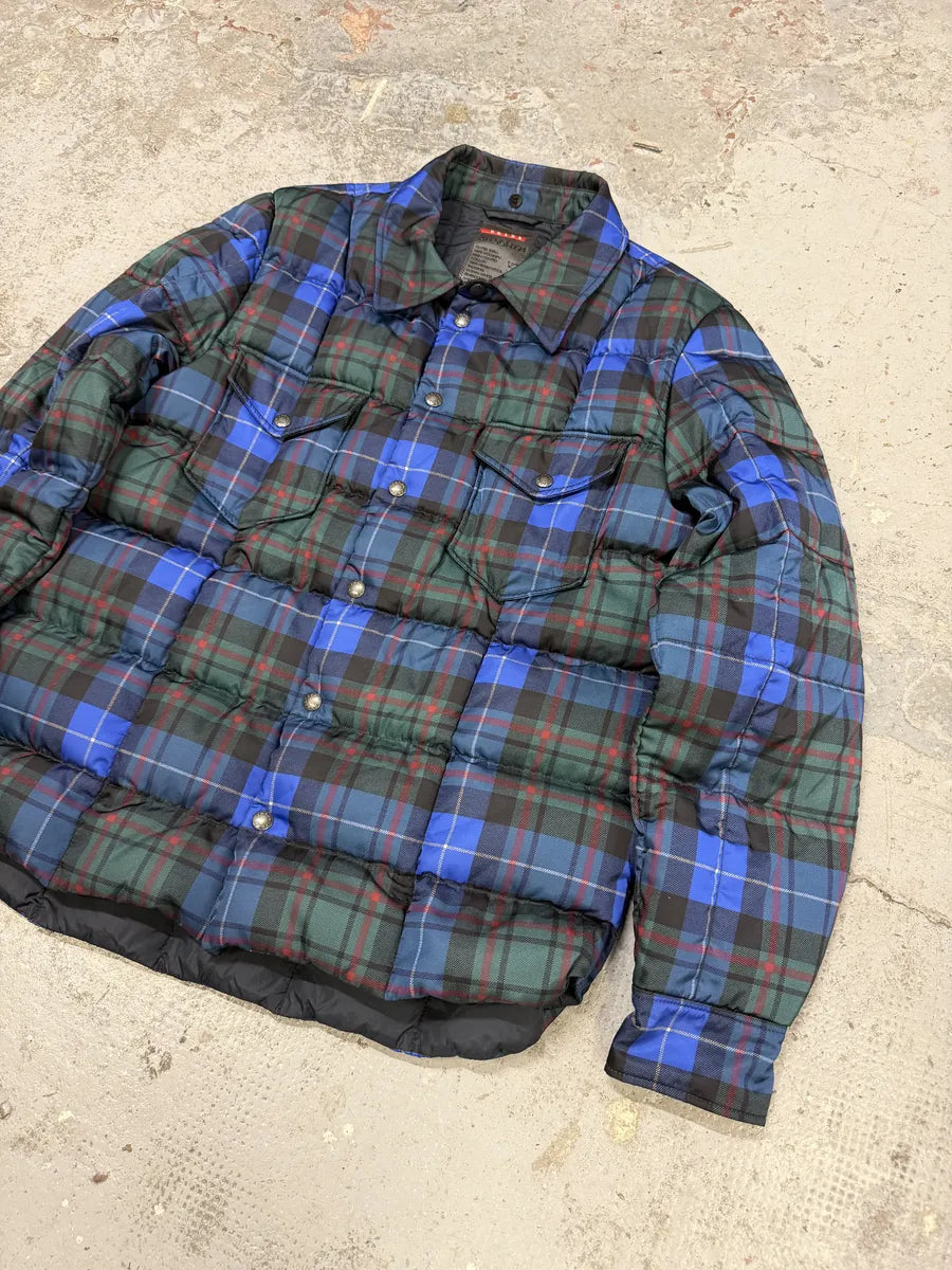 AW2011 Prada Tartan Blue & Green Puffer Jacket VDXMNLk 10