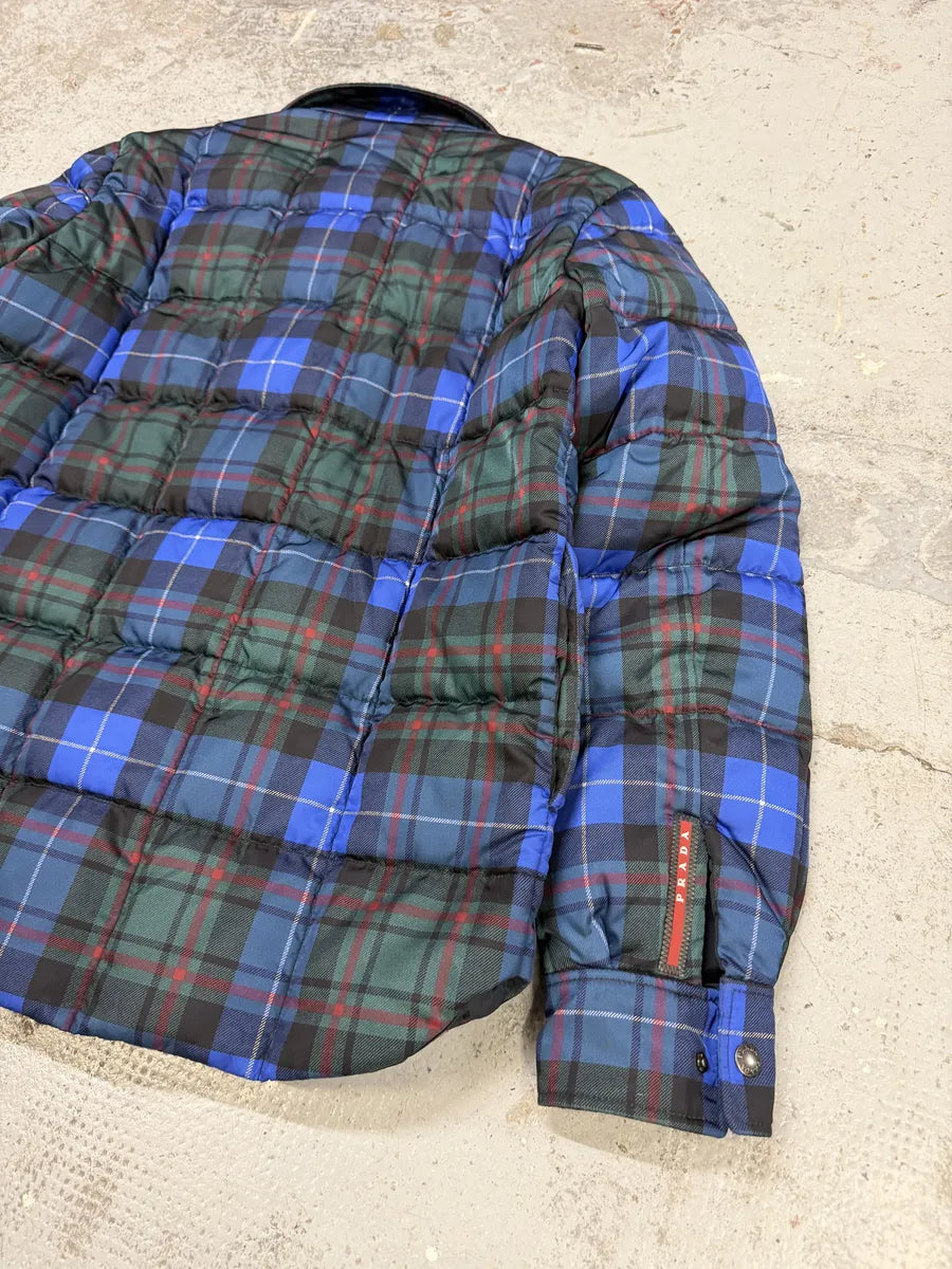 AW2011 Prada Tartan Blue & Green Puffer Jacket VDXMNLk 5