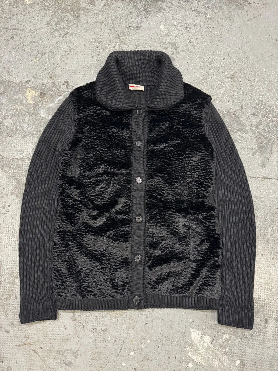 AW2011 Prada Wool Hybrid Black Buttoned Cardigan (S/M) cKAVuUO 0