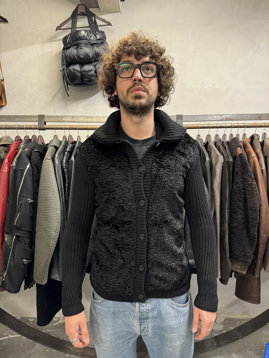 AW2011 Prada Wool Hybrid Black Buttoned Cardigan (S/M) cKAVuUO 1