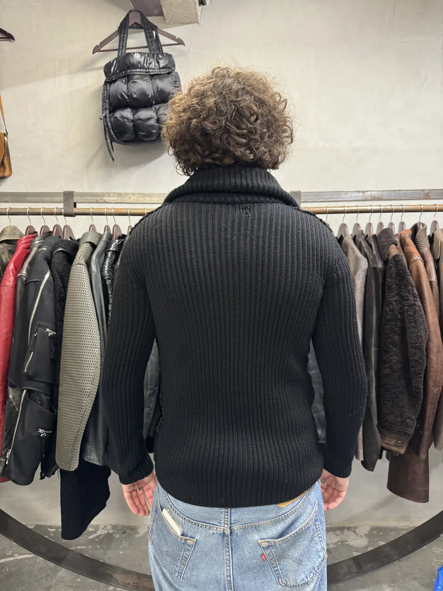 AW2011 Prada Wool Hybrid Black Buttoned Cardigan (S/M) cKAVuUO 2