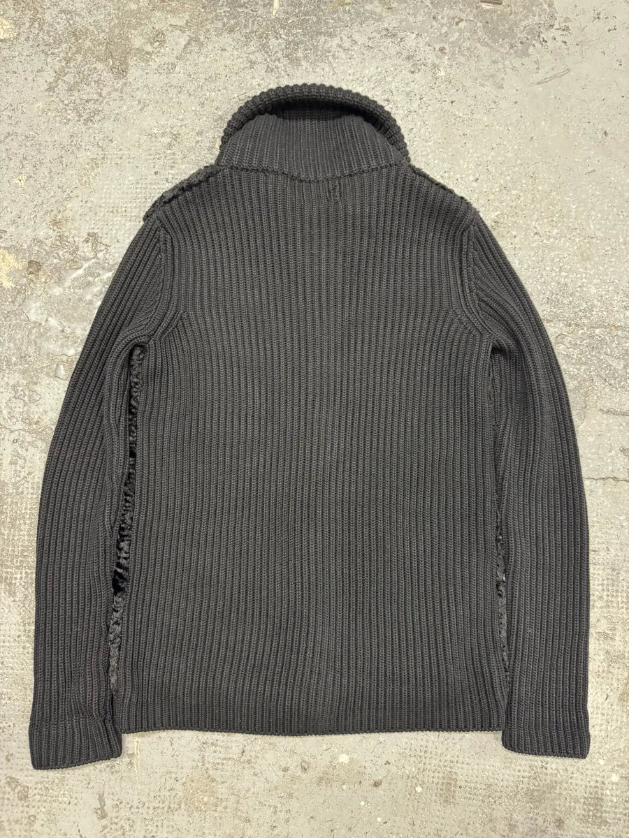 AW2011 Prada Wool Hybrid Black Buttoned Cardigan (S/M) cKAVuUO 4