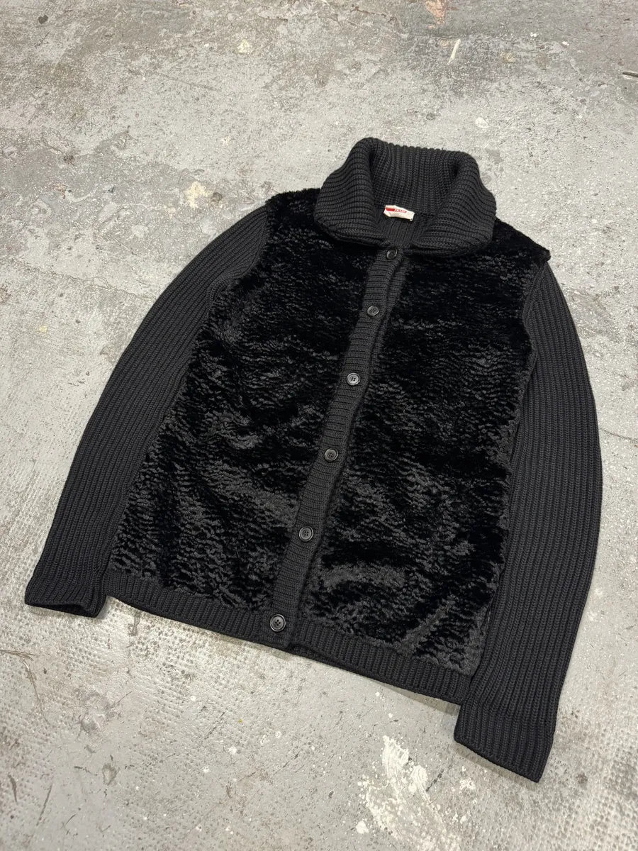 AW2011 Prada Wool Hybrid Black Buttoned Cardigan (S/M) cKAVuUO 5