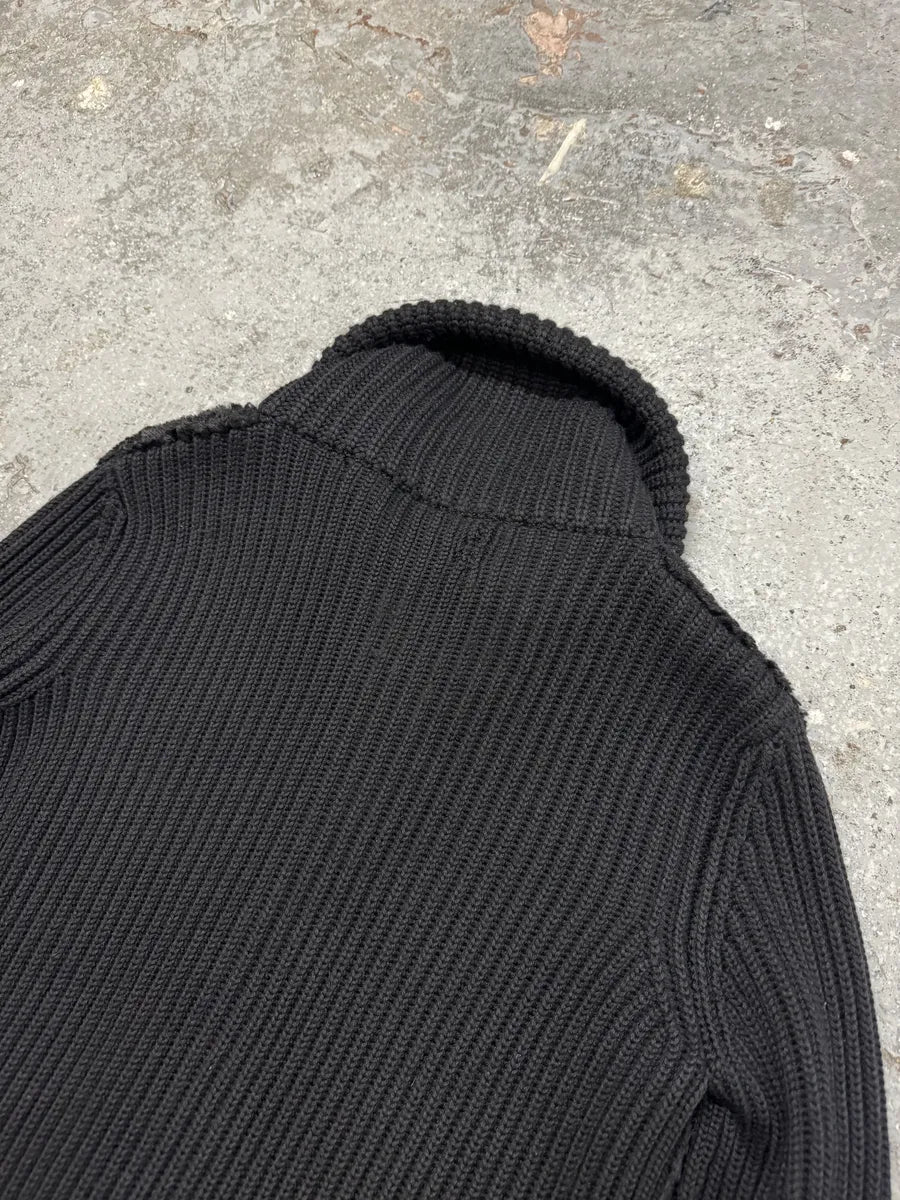 AW2011 Prada Wool Hybrid Black Buttoned Cardigan (S/M) cKAVuUO 6