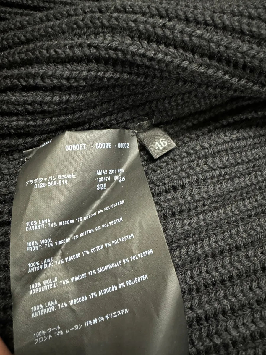 AW2011 Prada Wool Hybrid Black Buttoned Cardigan (S/M) cKAVuUO 8