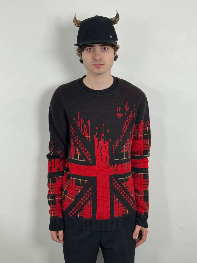 AW2012 Alexander Mcqueen Black & Red UK Flag Destructured Sweater OjEuxaz 1