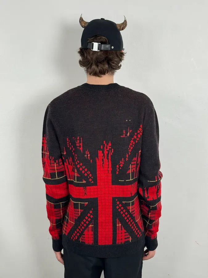 AW2012 Alexander Mcqueen Black & Red UK Flag Destructured Sweater OjEuxaz 2