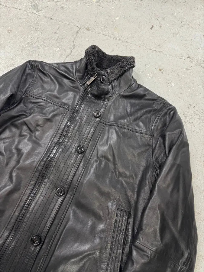 AW2012 Armani Asymmetrical Black Leather Jacket (M/L) ooHuGiM 1