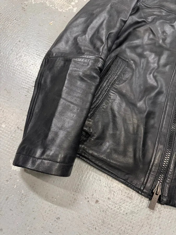 AW2012 Armani Asymmetrical Black Leather Jacket (M/L) ooHuGiM 2
