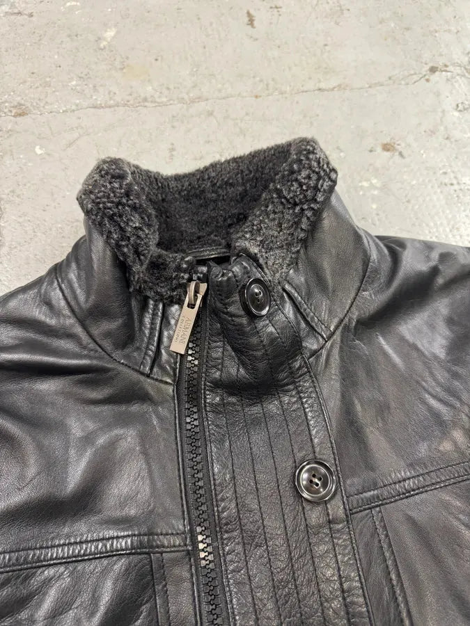 AW2012 Armani Asymmetrical Black Leather Jacket (M/L) ooHuGiM 3