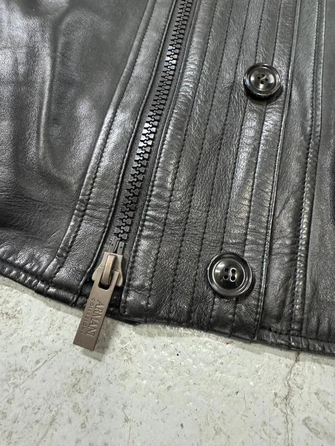 AW2012 Armani Asymmetrical Black Leather Jacket (M/L) ooHuGiM 4