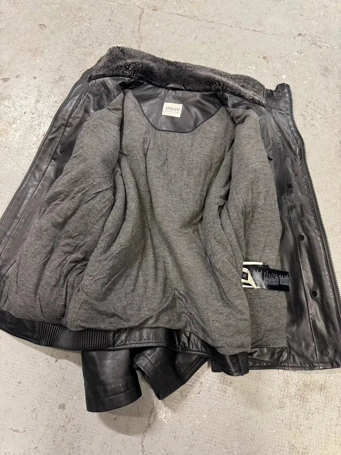 AW2012 Armani Asymmetrical Black Leather Jacket (M/L) ooHuGiM 8