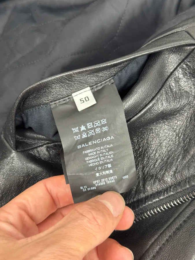 AW2012 Balenciaga Perfecto Pure Black Leather Jacket ASCNPcM 8