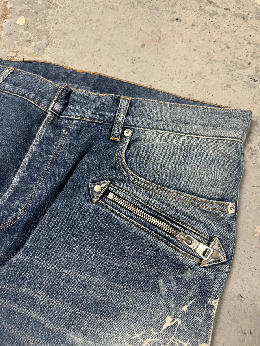 AW2012 Balmain Avant-Garde Blue Biker Denim Jeans JeaAnwa 10