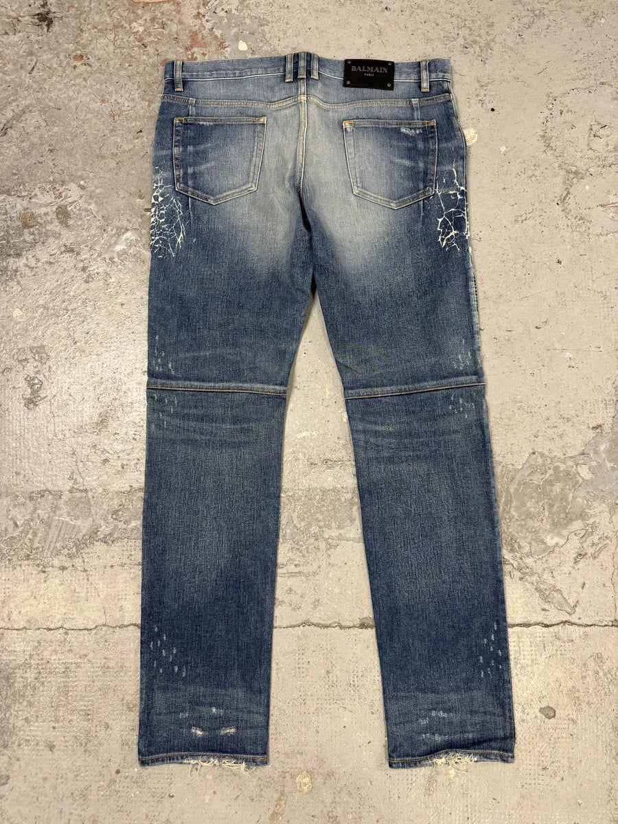 AW2012 Balmain Avant-Garde Blue Biker Denim Jeans JeaAnwa 4