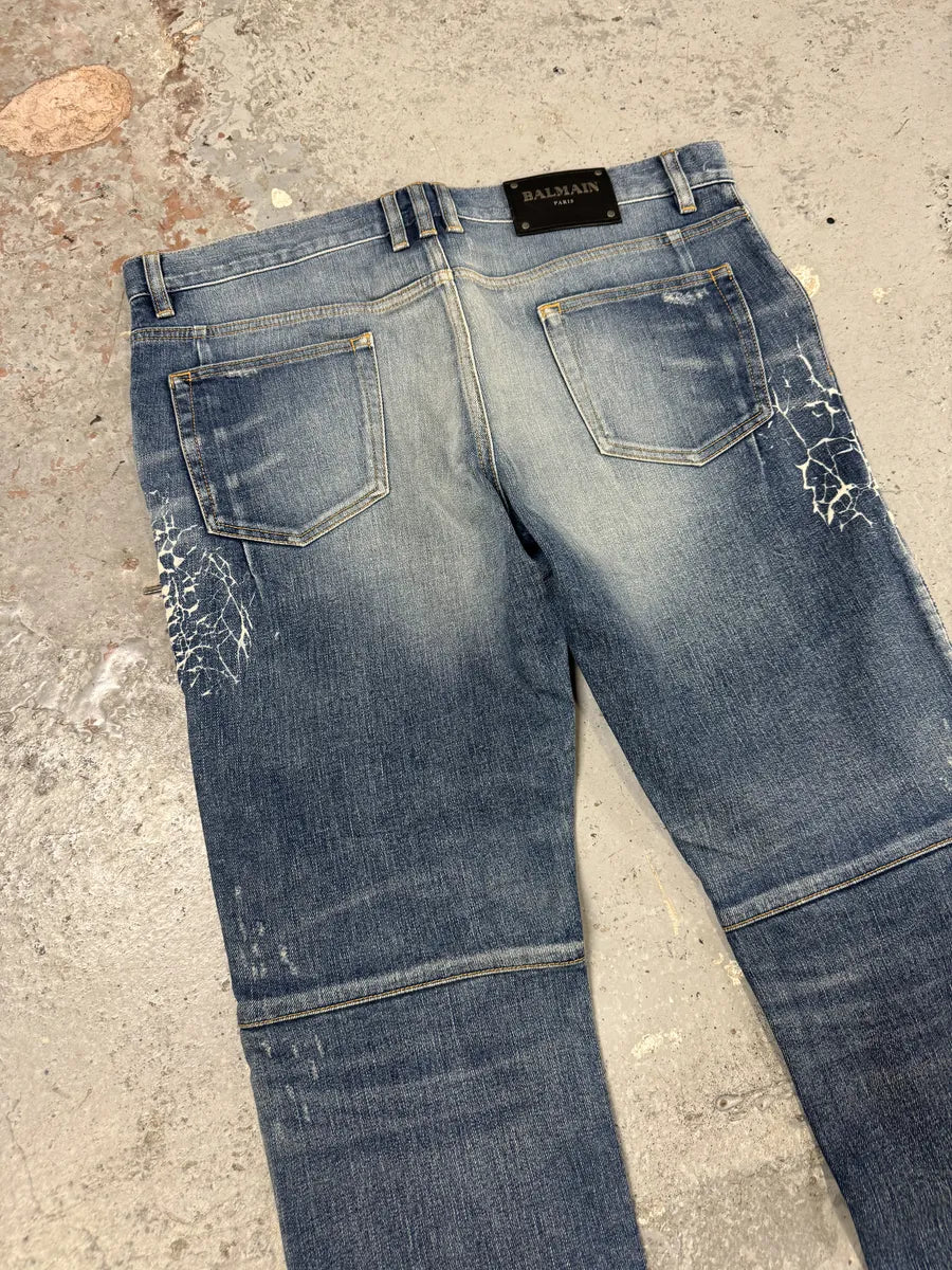 AW2012 Balmain Avant-Garde Blue Biker Denim Jeans JeaAnwa 6