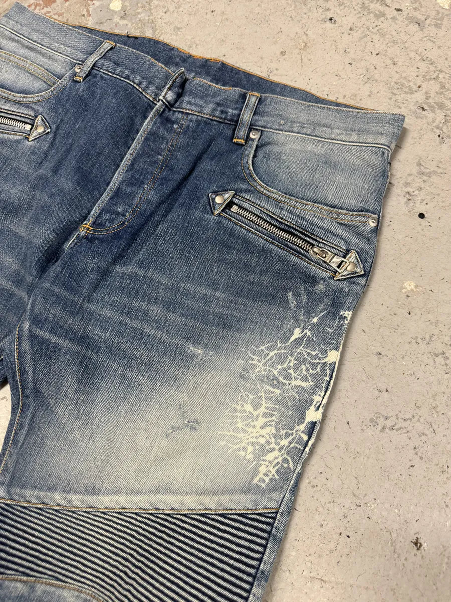 AW2012 Balmain Avant-Garde Blue Biker Denim Jeans JeaAnwa 9
