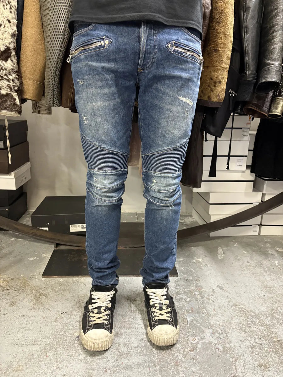 AW2012 Balmain Avant-Garde Blue Slim Denim Jeans PwjgboD 1