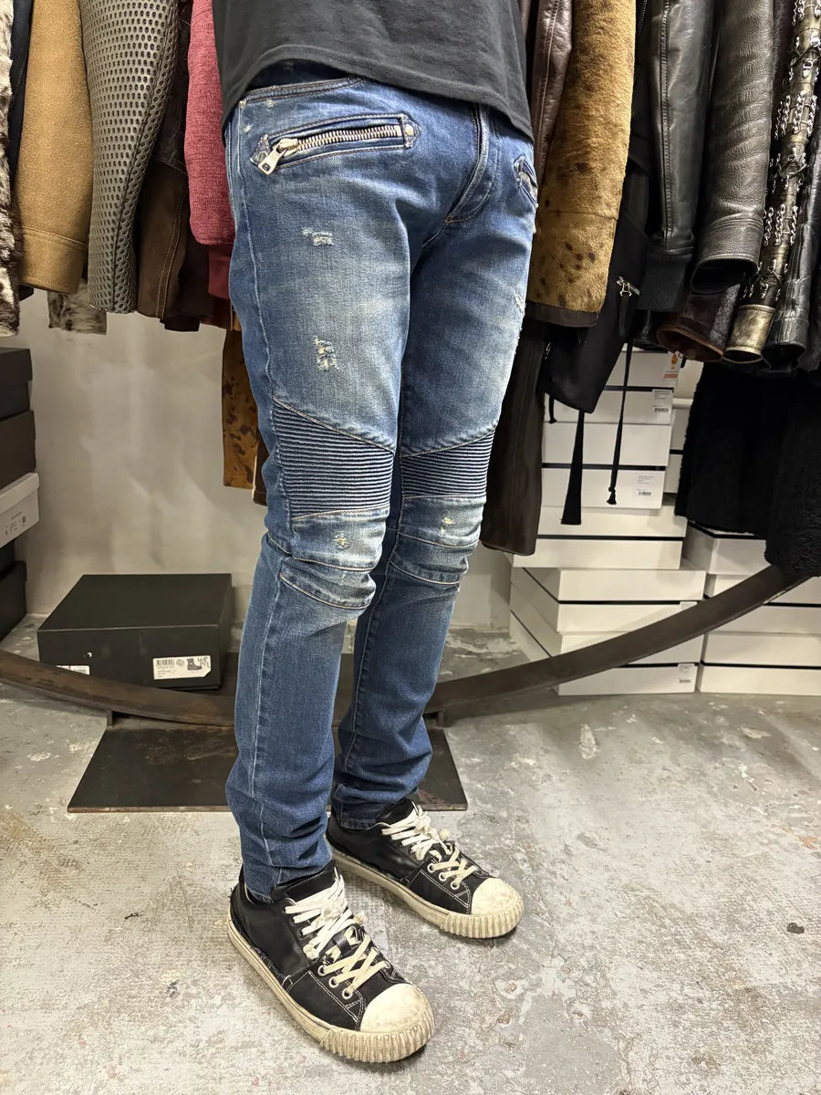 AW2012 Balmain Avant-Garde Blue Slim Denim Jeans PwjgboD 2