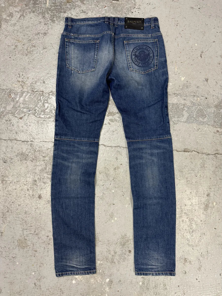 AW2012 Balmain Avant-Garde Blue Slim Denim Jeans PwjgboD 4