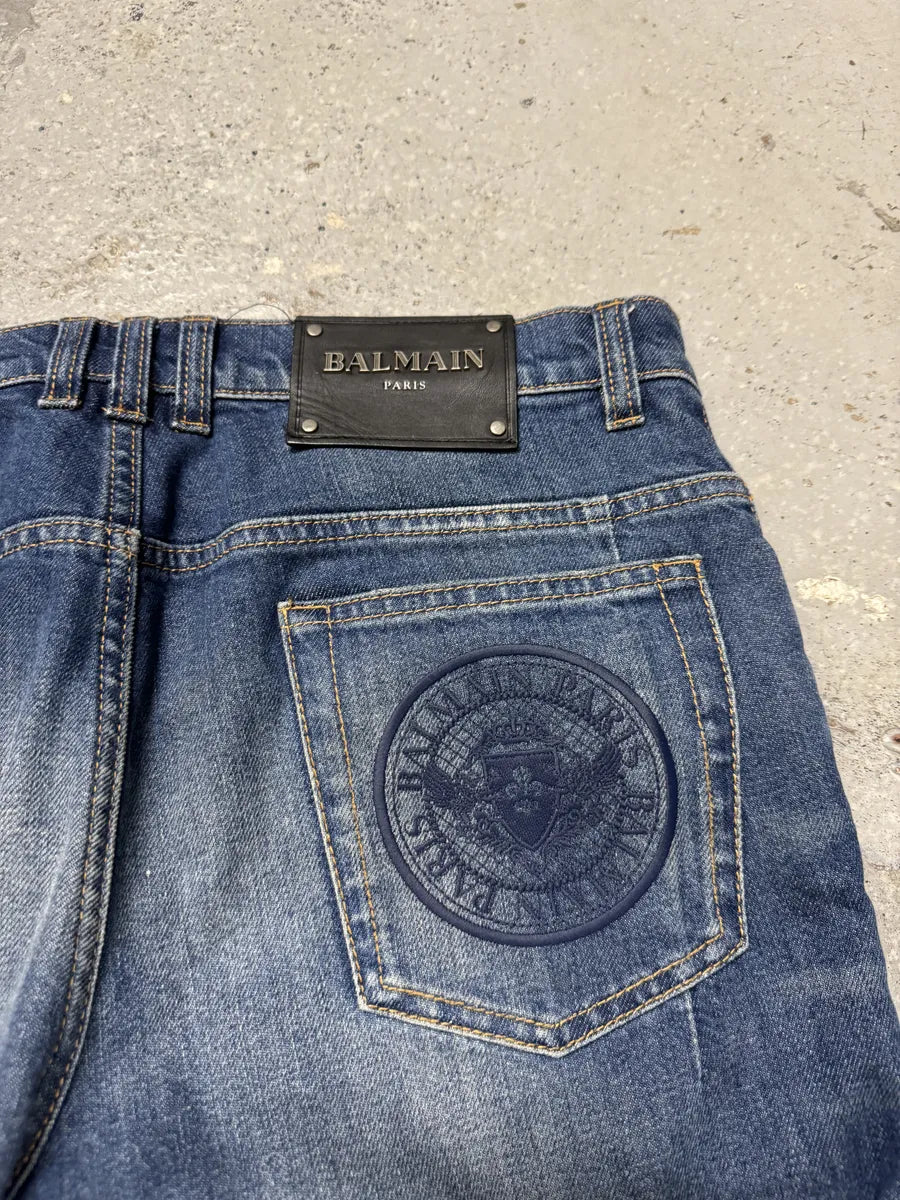 AW2012 Balmain Avant-Garde Blue Slim Denim Jeans PwjgboD 5