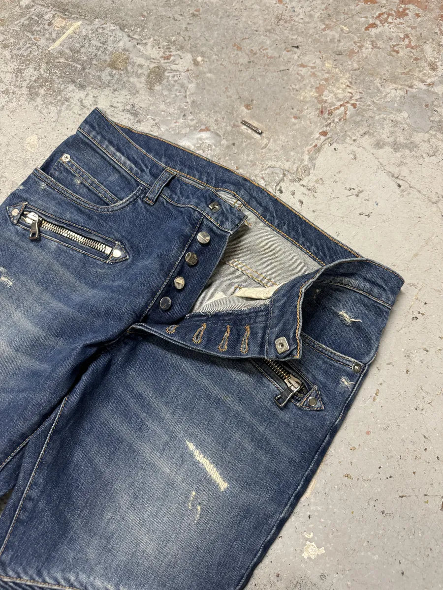 AW2012 Balmain Avant-Garde Blue Slim Denim Jeans PwjgboD 9