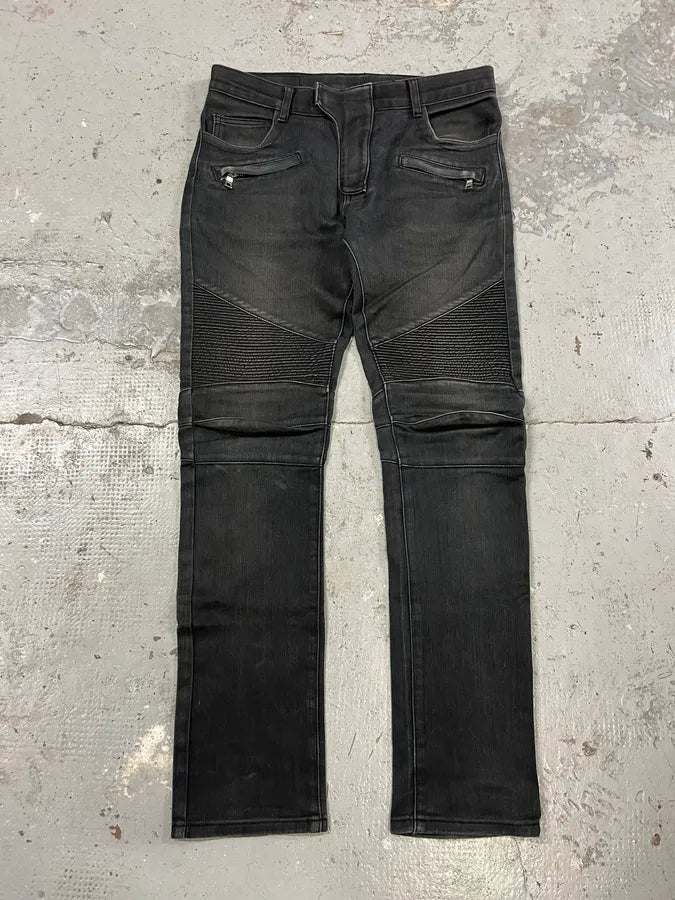 AW2012 Balmain Black Faded Denim Jeans (S/M) RuPfHKM 0
