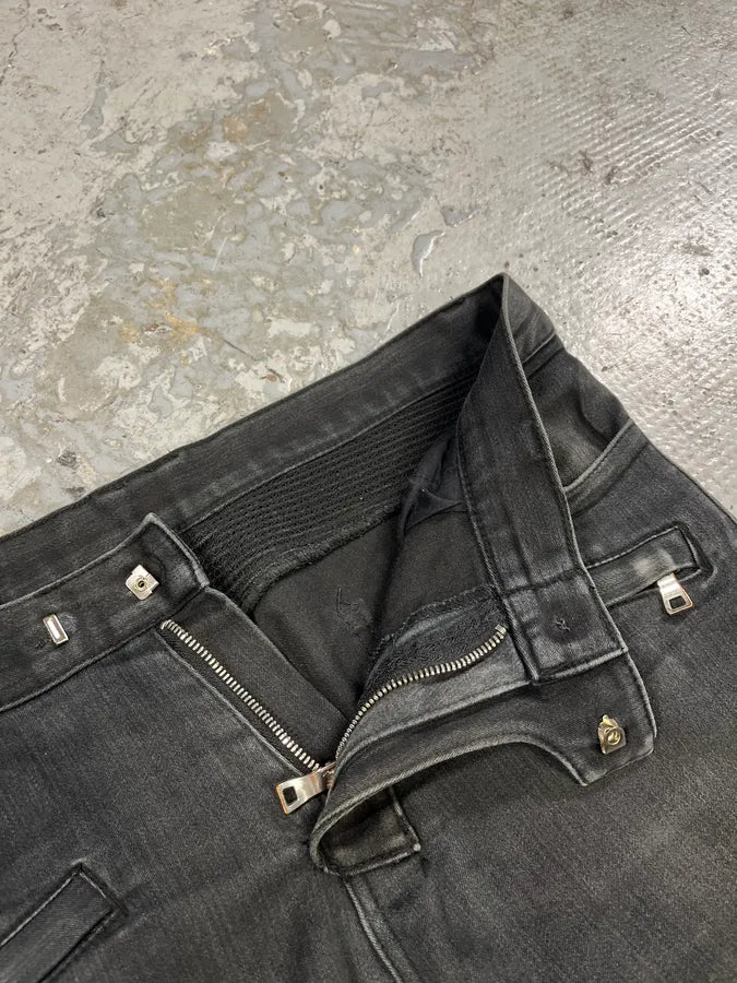 AW2012 Balmain Black Faded Denim Jeans (S/M) RuPfHKM 10