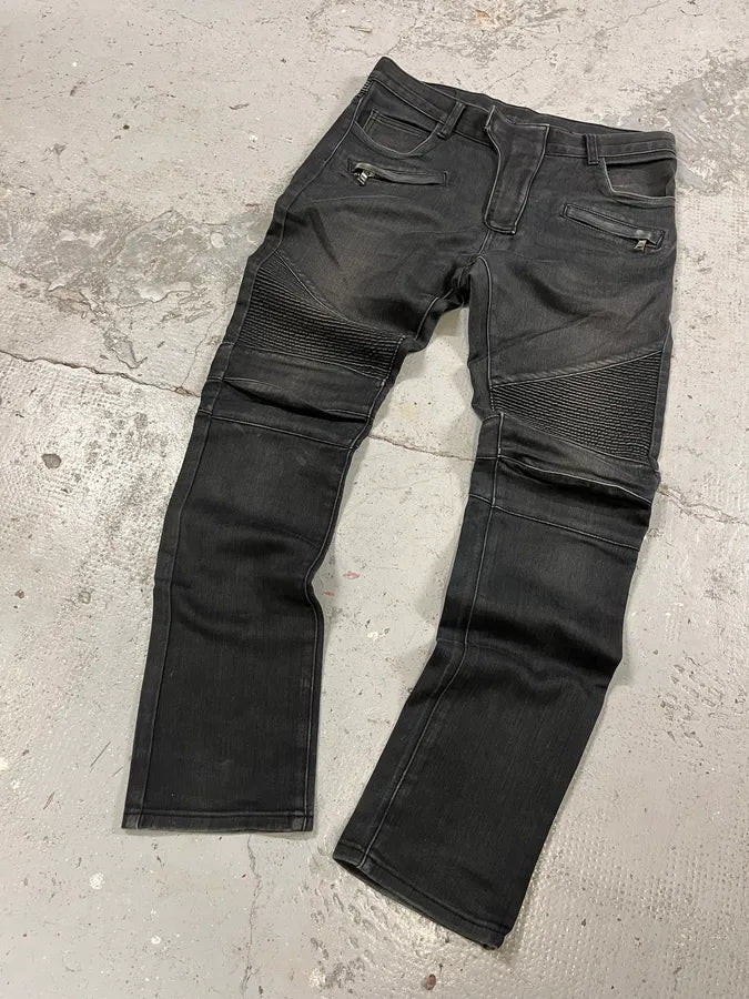 AW2012 Balmain Black Faded Denim Jeans (S/M) RuPfHKM 2