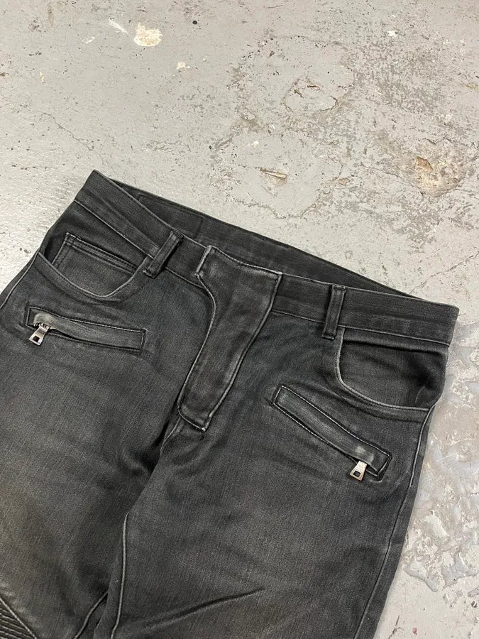AW2012 Balmain Black Faded Denim Jeans (S/M) RuPfHKM 5