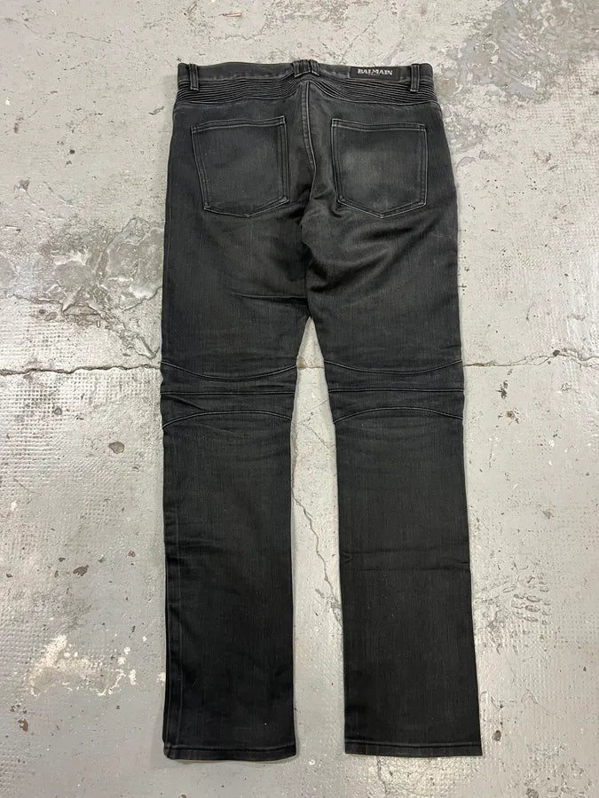 AW2012 Balmain Black Faded Denim Jeans (S/M) RuPfHKM 7