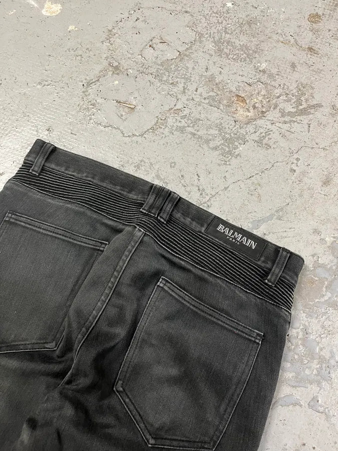AW2012 Balmain Black Faded Denim Jeans (S/M) RuPfHKM 8