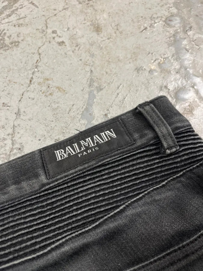 AW2012 Balmain Black Faded Denim Jeans (S/M) RuPfHKM 9