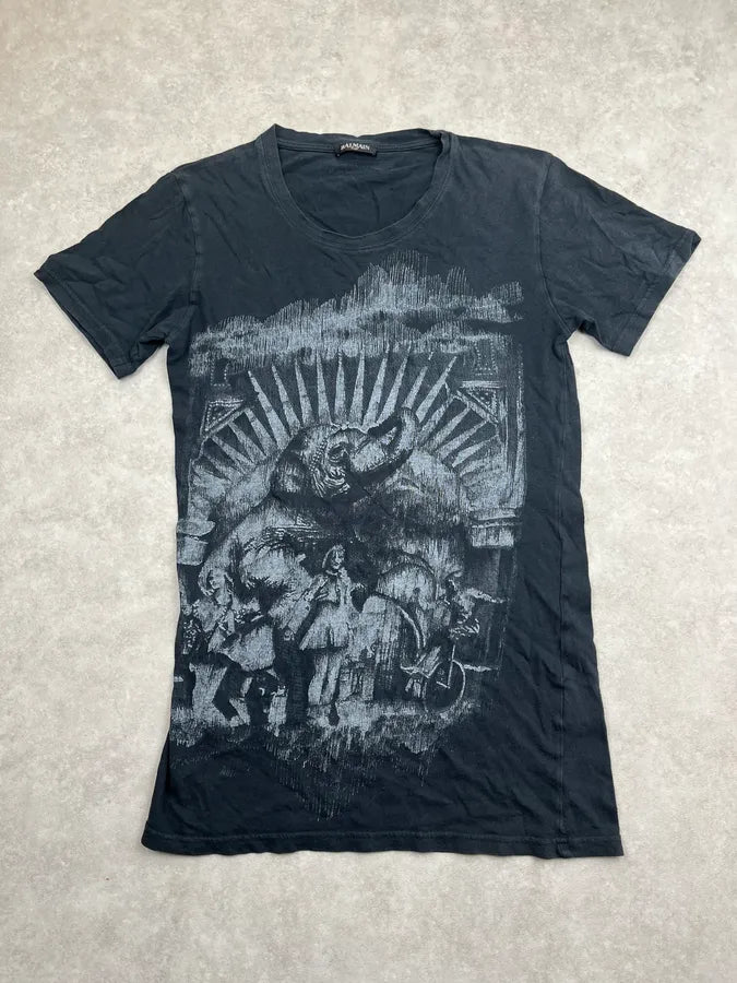 AW2012 Balmain Black Persian War Elephant T-Shirt sZzDPeT 2