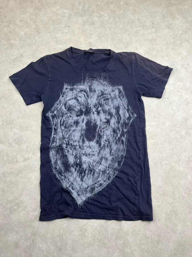 AW2012 Balmain Navy Fading Shield T shirt  PiSoPZr 0
