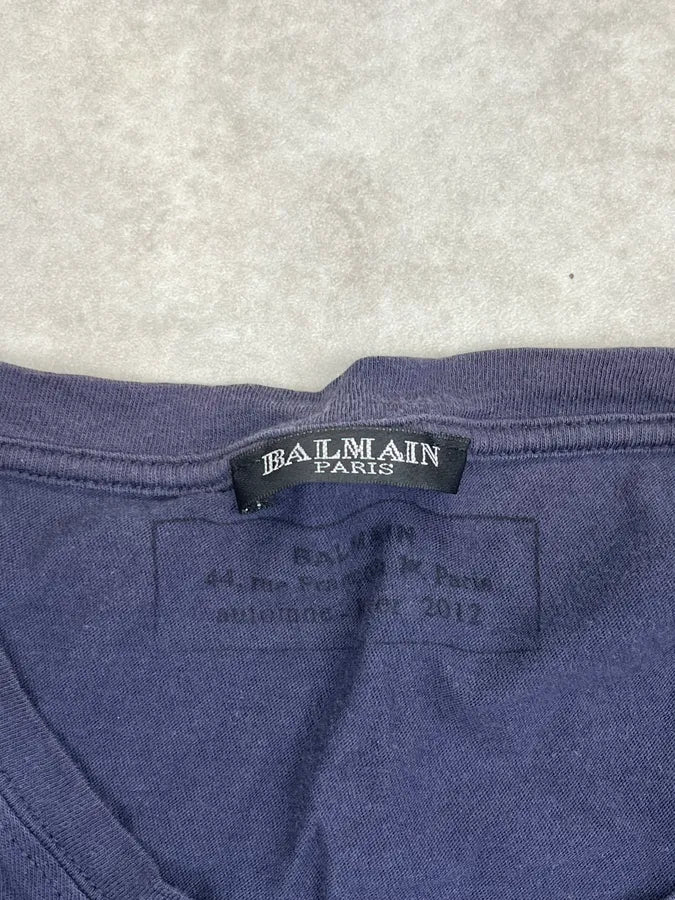 AW2012 Balmain Navy Fading Shield T shirt  PiSoPZr 6