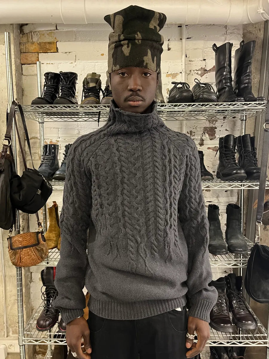 AW2012 Cavalli Ropes Grey Wool Turtleneck kwZYVOE 0