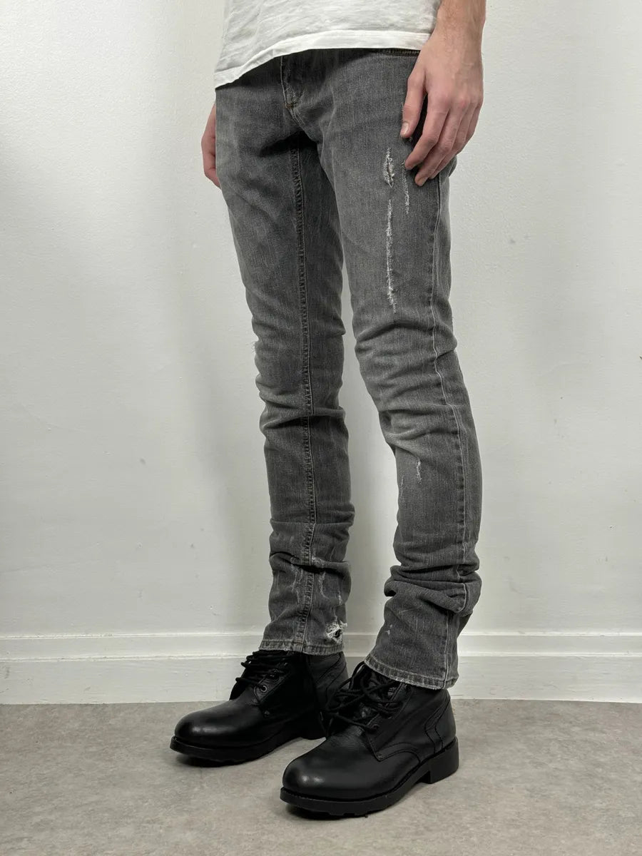 AW2012 Dolce & Gabbana Grey Distressed Slim Denim Jeans UBtJnaG 1