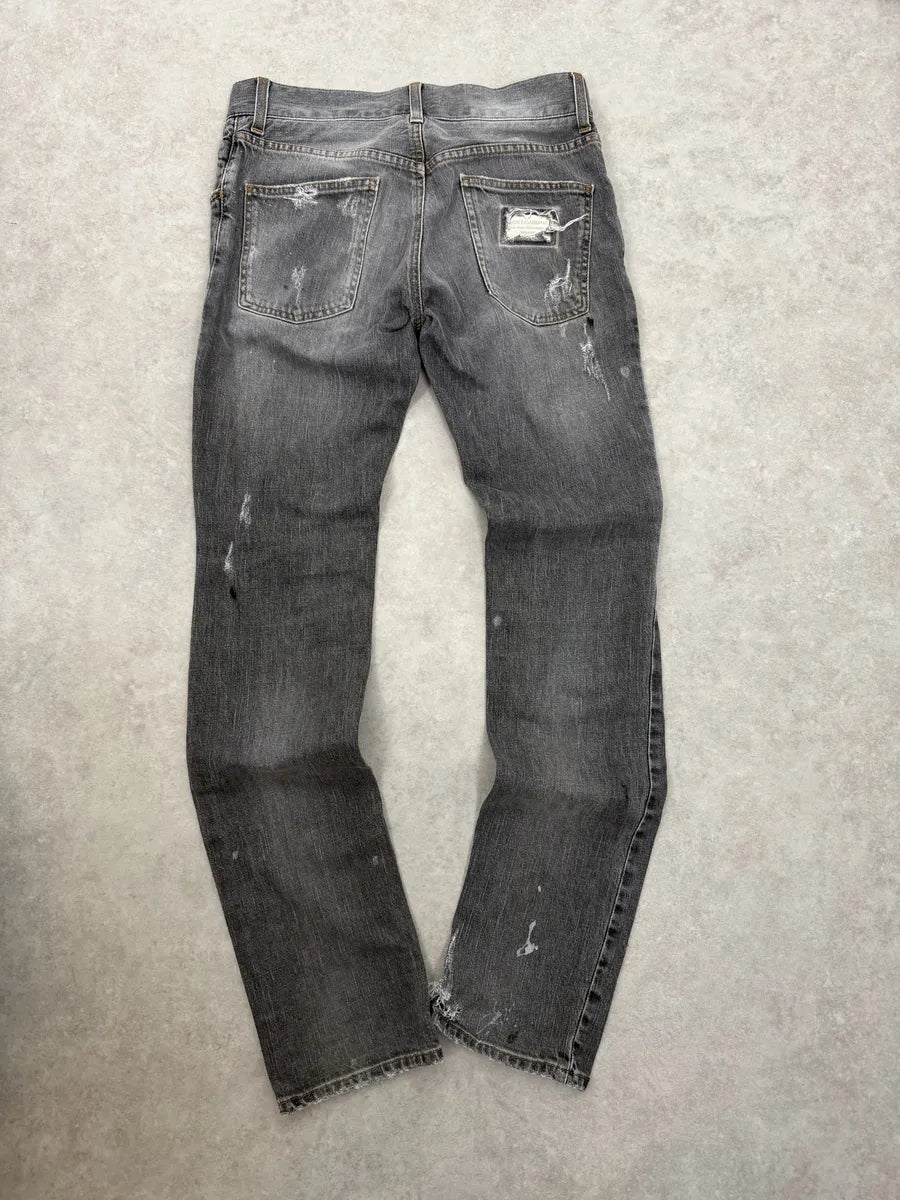 AW2012 Dolce & Gabbana Grey Distressed Slim Denim Jeans UBtJnaG 4