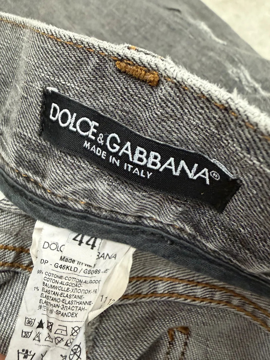 AW2012 Dolce & Gabbana Grey Distressed Slim Denim Jeans UBtJnaG 5