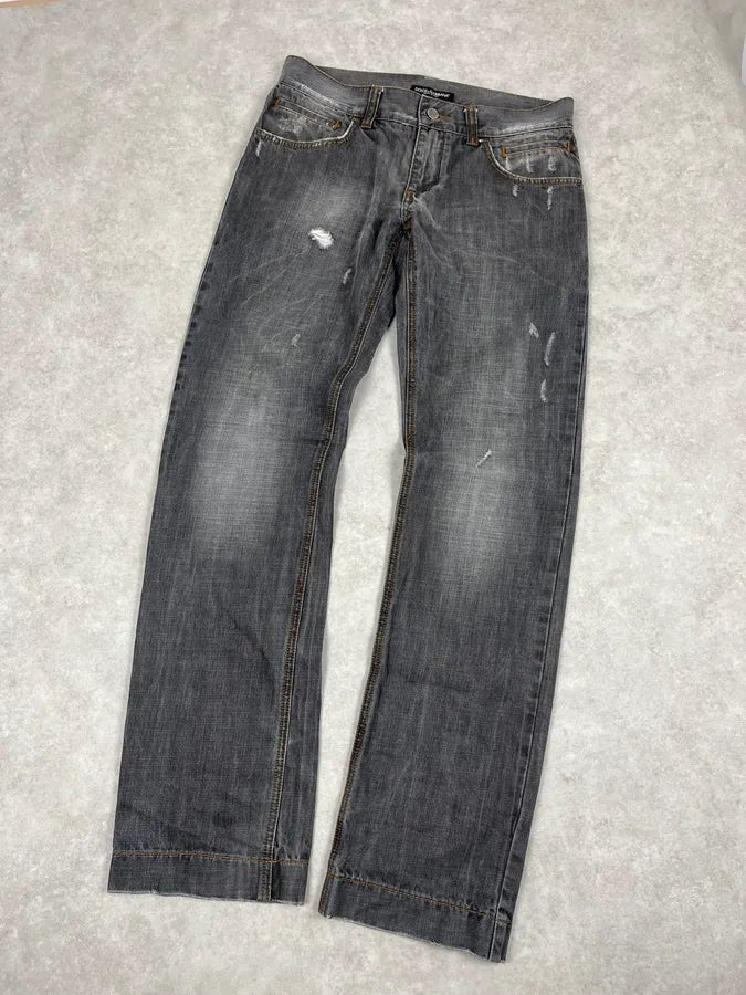 AW2012 Dolce & Gabbana Grey Straight Relaxed Denim Jeans NkZkYdI 4