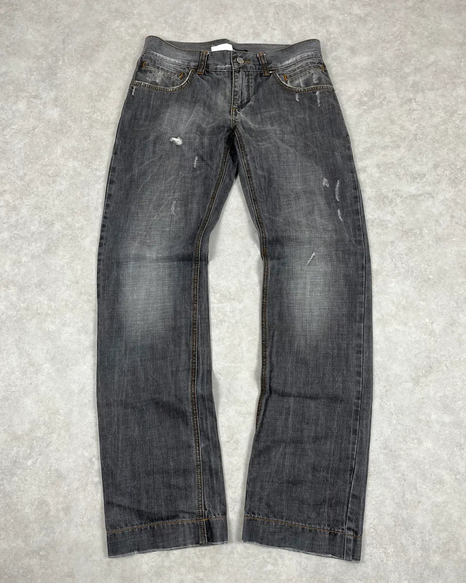 AW2012 Dolce & Gabbana Grey Straight Relaxed Denim Jeans NkZkYdI 0