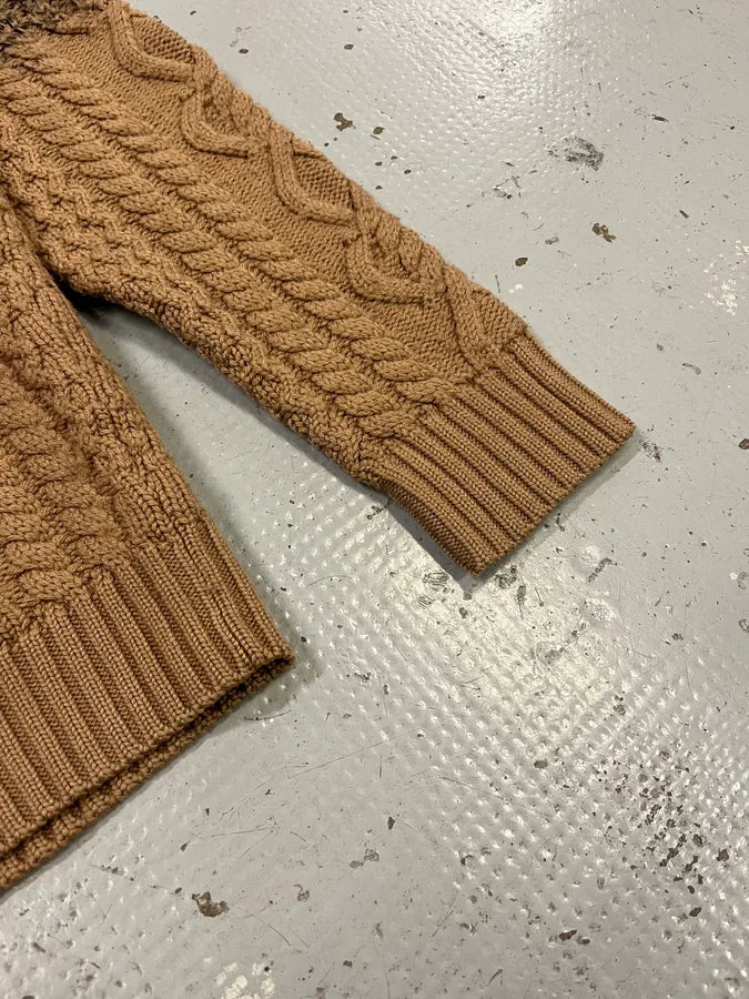 AW2012 Dsquared2 Gradient Cable Knit Black & Beige Wool Sweater UemZeSm 6