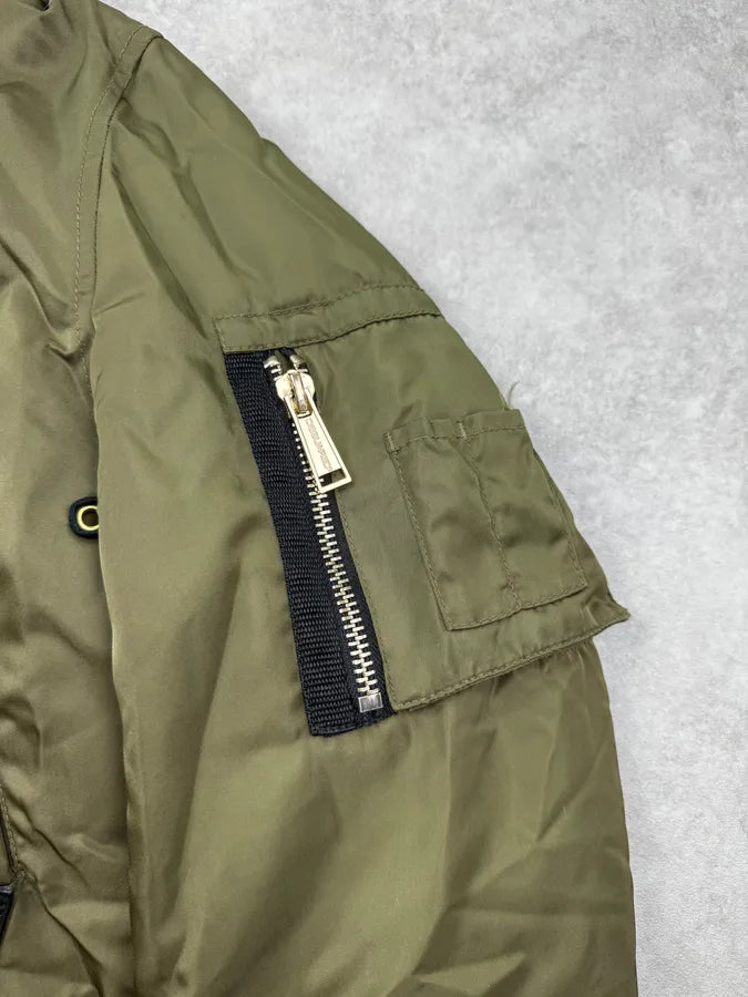 AW2012 Dsquared2 Khaki Nylon Faux-Fur Hooded Cargo Jacket NKpNdUm 9