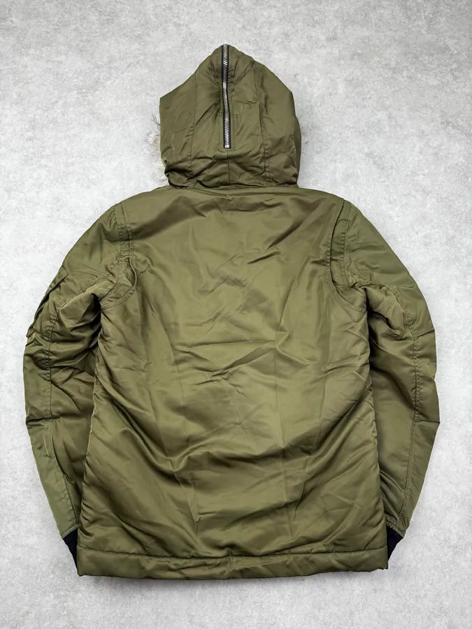 AW2012 Dsquared2 Khaki Nylon Faux-Fur Hooded Cargo Jacket NKpNdUm 7