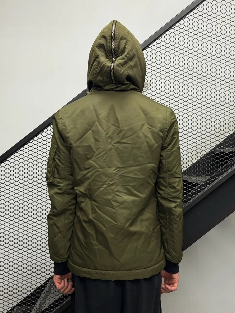AW2012 Dsquared2 Khaki Nylon Faux-Fur Hooded Cargo Jacket NKpNdUm 4