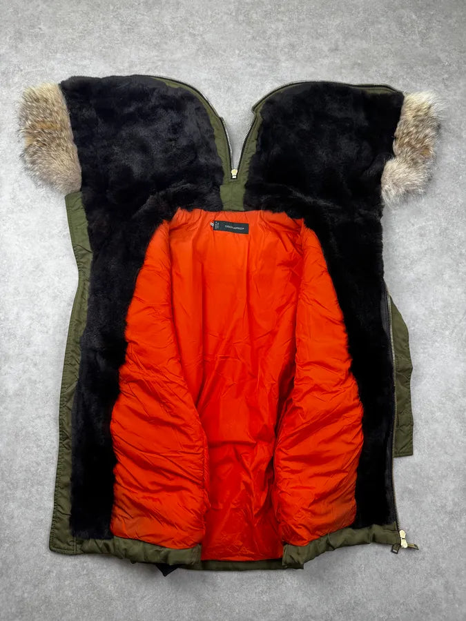 AW2012 Dsquared2 Khaki Nylon Faux-Fur Hooded Cargo Jacket NKpNdUm 11
