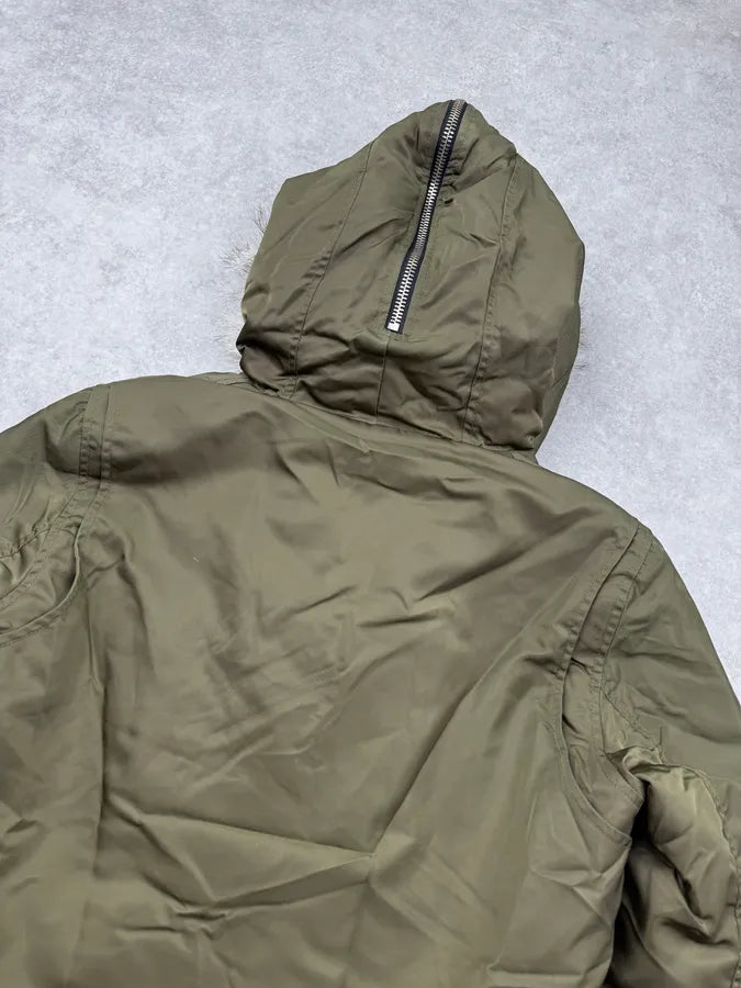 AW2012 Dsquared2 Khaki Nylon Faux-Fur Hooded Cargo Jacket NKpNdUm 8