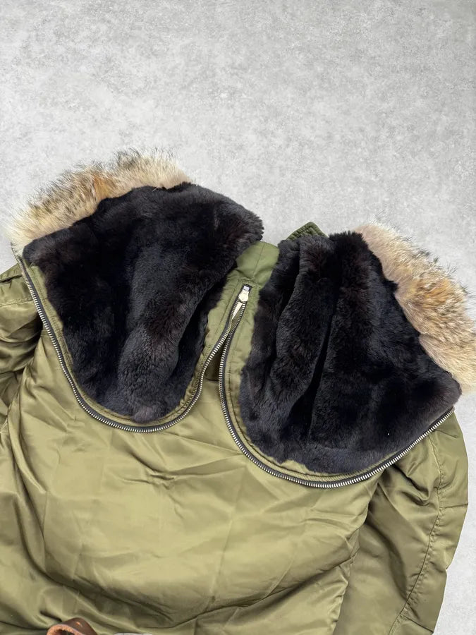 AW2012 Dsquared2 Khaki Nylon Faux-Fur Hooded Cargo Jacket NKpNdUm 10