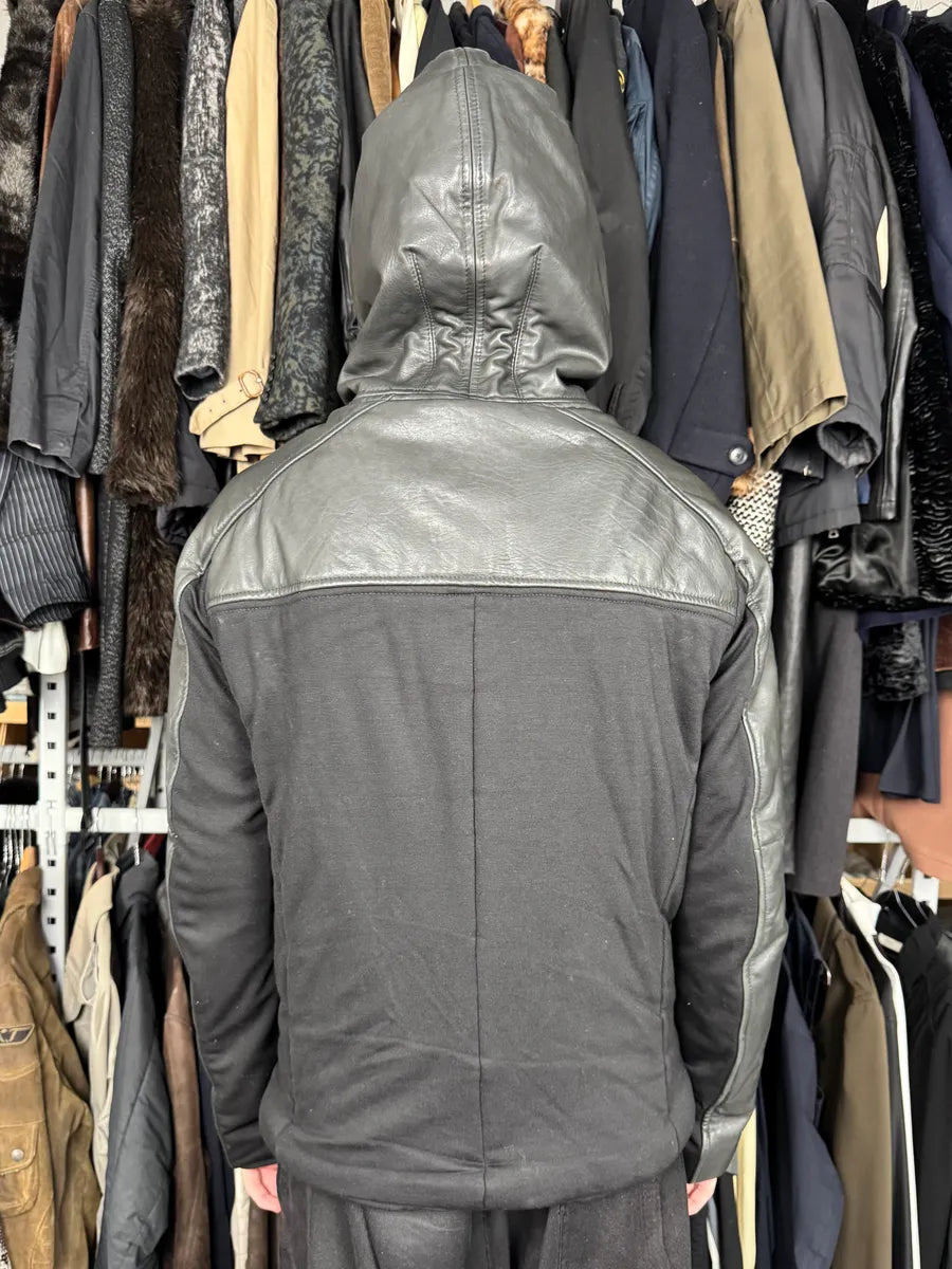 AW2012 Emporio Armani Asymmetrical Black Leather Jacket evtdUHC 2